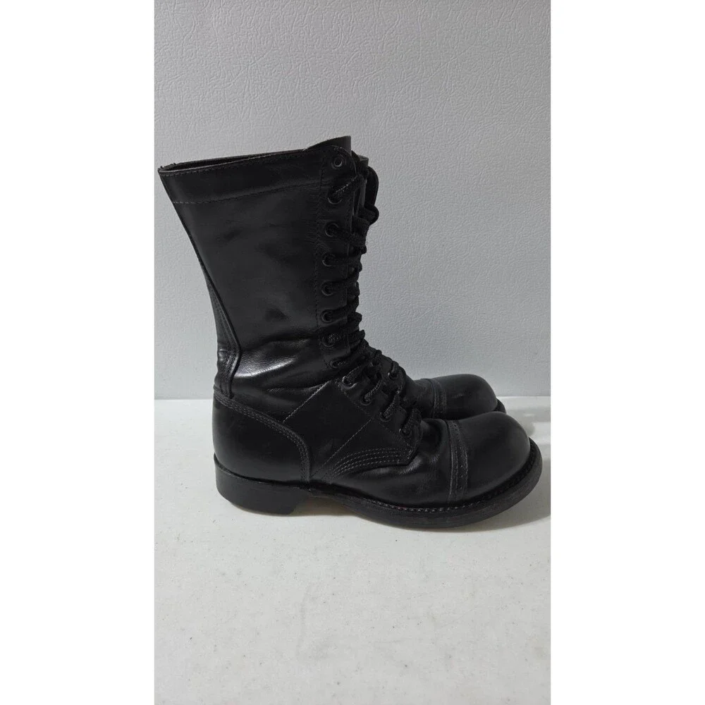 Vintage Corcoran Boots 1525 Black Leather Cap Toe Combat Jump Boot - Mens 8 C